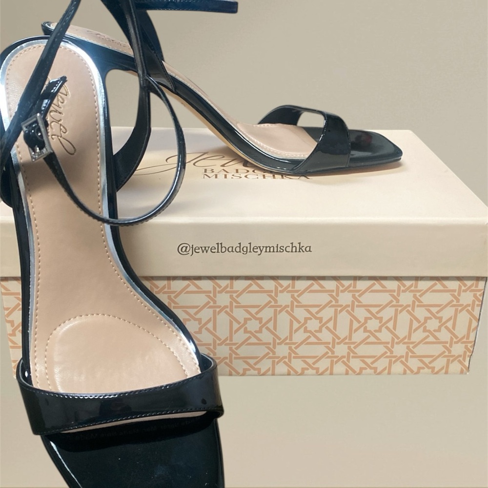 Badgley Mischka Black Patent Strappy Heels